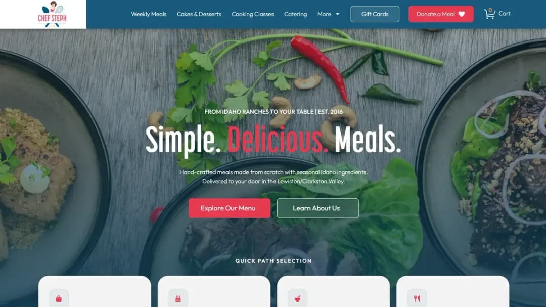 Página de gift cards de My Chef Steph en WordPress y WooCommerce